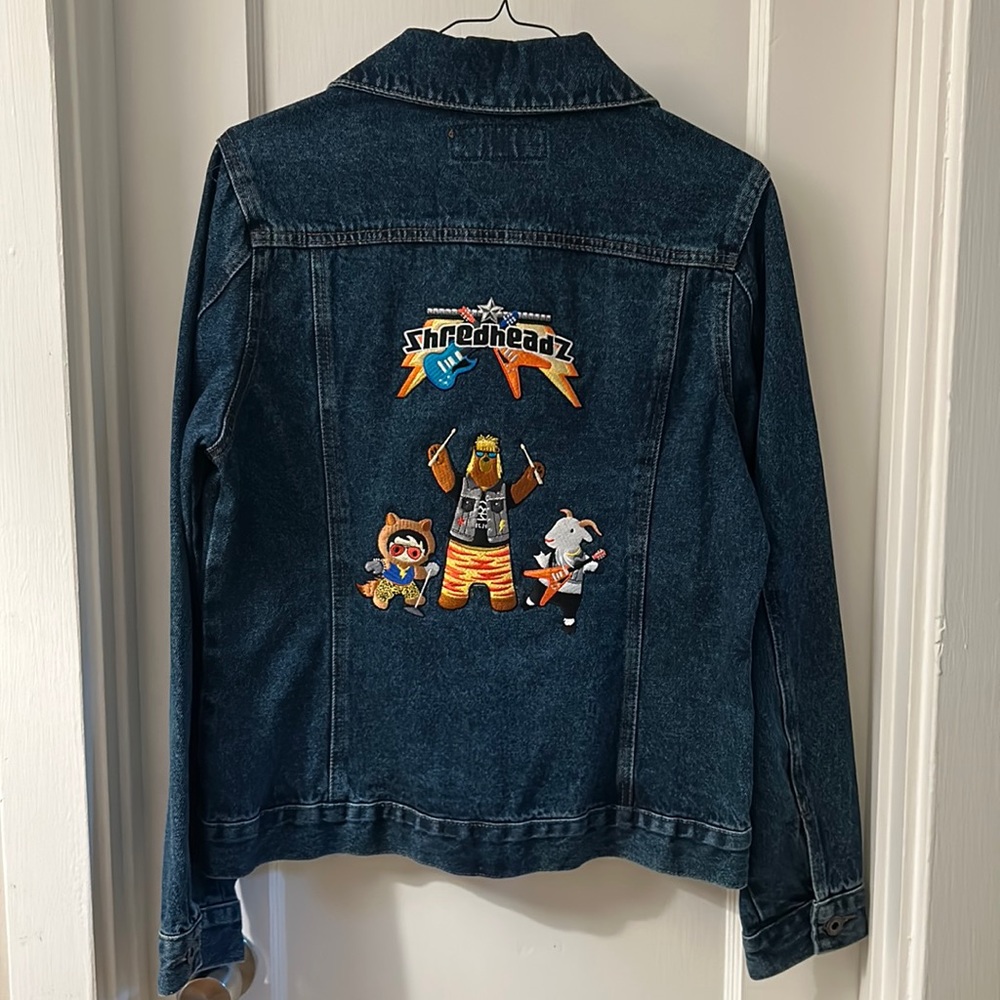 One of a kind! Salesforce Trailblazer fan jean jacket. Astro, Cody, Cloudy